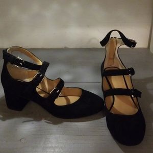 Black Suede Banana Republic Black Block Heels